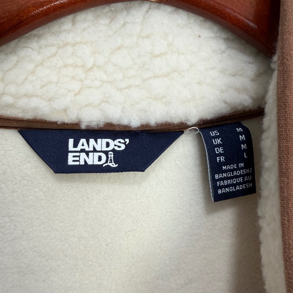Lands' End Womens‎ Cream Sherpa Fleece Snap Neck Pullover Sweatshirt 532908 M - Picture 3 of 7